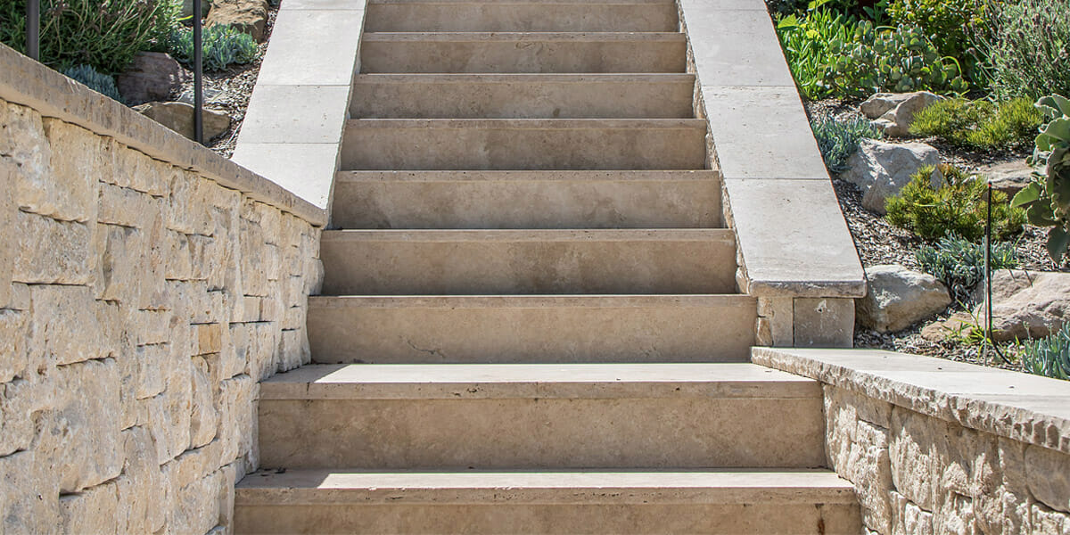 Travertine capping and steps